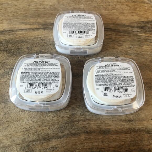 (3) L'OREAL PARIS AGE PERFECTION CREAMY POWDER FOUNDATION 365 CHESTNUT - Picture 6 of 7